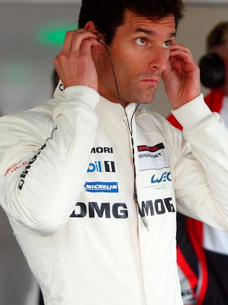Mark Webber in the Porsche garage at Silverstone