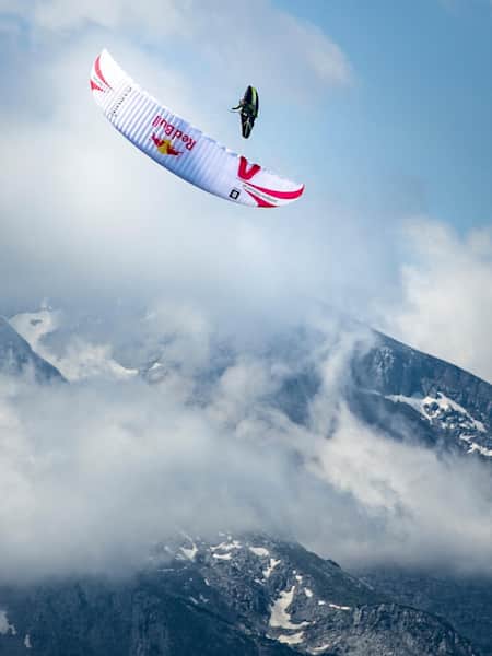 Paul Guschlbauer paragliding over the beautiful mountains of Berchtesgarden.