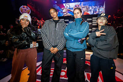 Logistx, Syssy, Jazzy and FreshBella represent the top four b-girls at the Red Bull BC One Last Chance Cypher at Spotify O'East in Tokyo ahead of the 2025 World Final
