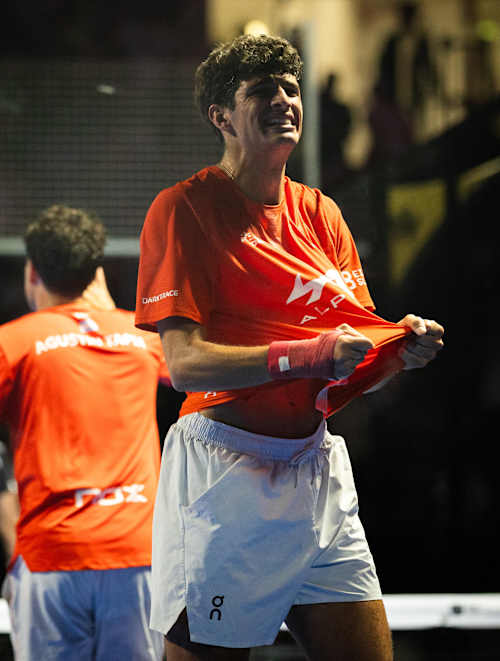 Arturo Coello of Spain celebrates his victory at the BNL Italy Major Premier Padel final at Foro Italico, Rome, Italy on June 7, 2026, energising the Red Bull sporting spirit