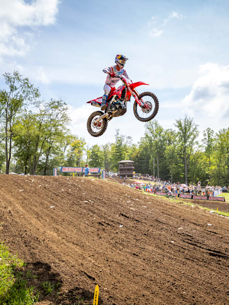 Jett Lawrence races at Round 11 at Ironman Raceway in Crawfordsville