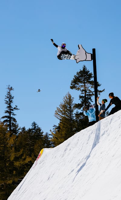 Jakub Hroneš rides at Red Bull Snow Team Session in Mammoth Lakes, California, USA, on May 15, 2023.
