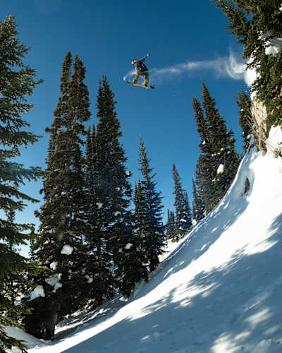Travis Rice rides a line during day two finals at Natural Selection Tour stop one in Jackson Hole, Wyoming, USA on January 28, 2022.