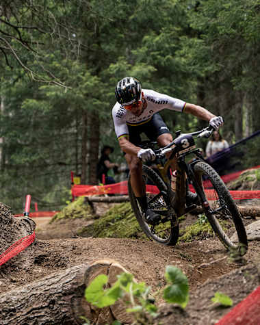 Nino Schurter performs at the UCI XCO World Cup in Lenzerheide, Switzerland on June 11, 2023