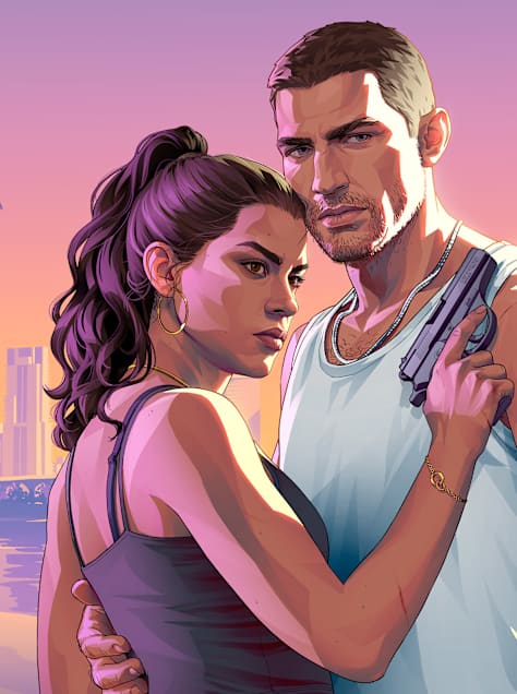 Artwork for GTA 6 features Lucia and Jason.