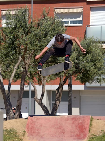 French skater Julien Mérour performs Shifty Kickflip in his adopted home city of Barcelona, Spain