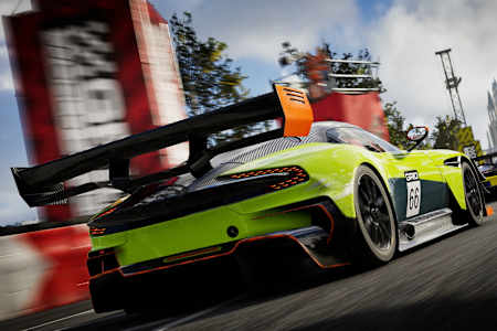 Captura de pantalla de GRID Legends muestra el Aston Martin Vulcan en Londres. Repasamos la historia de la serie GRID.