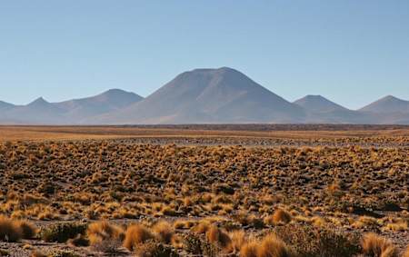 Atacama desert view across to mountains.