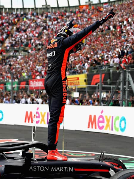 Race winner Max Verstappen and Red Bull Racing celebrates in parc ferme during the Formula One Grand Prix of Mexico at Autodromo Hermanos Rodriguez on October 28, 2018 in Mexico City, Mexico.
