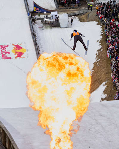 Andreas Wellinger jumps at Red Bull Target Jumping in Zakopane, Poland during April 2025. 