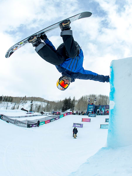 Ben Ferguson hand-plants at the Burton US Open in Vail, Colorado.
