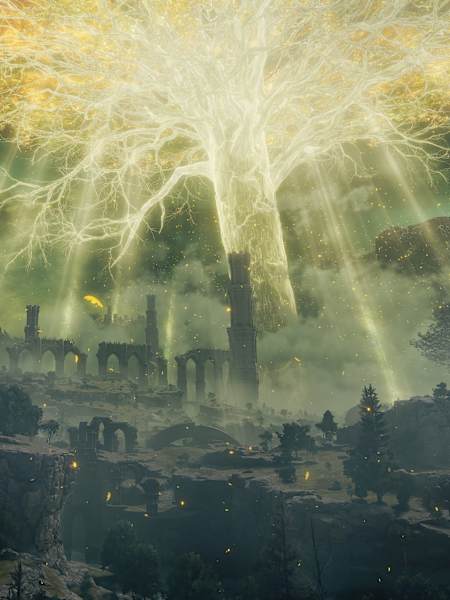 An image showing The Erdtree from the role-playing game Elden Ring.