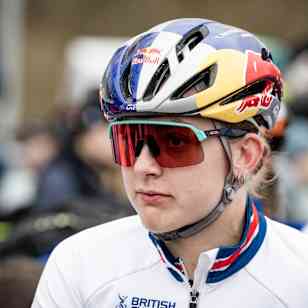 Zoe Backstedt at the start of the Under-23 Women’s Race of the 2024 UCI CX World Championships in Tabor, Czech Republic, on February 4, 2024.