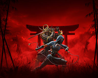 Artwork aus Assassin's Creed Shadows zeigt die beiden Hauptfiguren Yasuke und Naoe