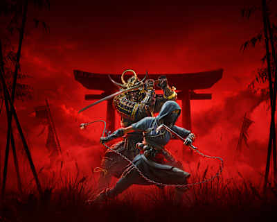 A arte de Assassin's Creed Shadows mostra os dois personagens principais, Yasuke e Naoe