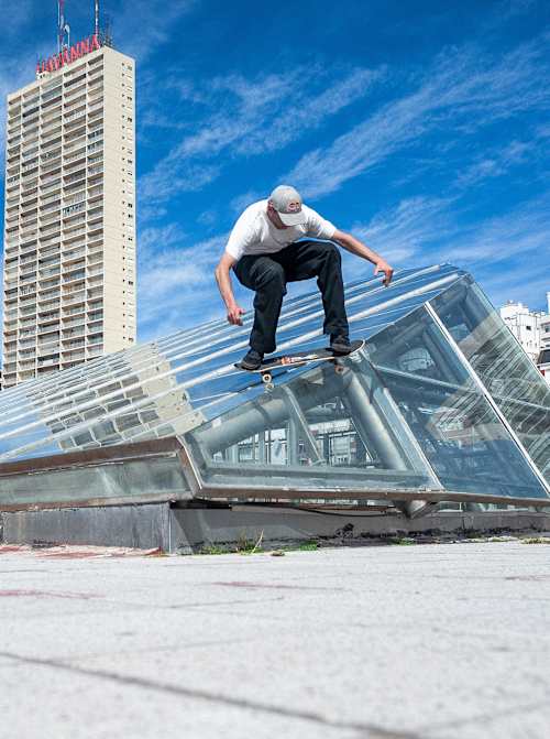 Madars Apse skates during Red Bull Skate Tales Season 4 in Mar del Plata, Argentina on March 24, 2024.  