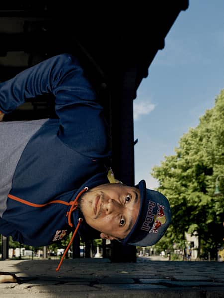 B-Boy RoxRite poses for a portrait at the Red Bull Rising Talent 2018 workshop in Berlin, Germany on May 24, 2018.