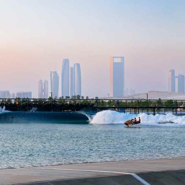 HUDAYRIAT ISLAND, ABU DHABI, UNITED ARAB EMIRATES - SEPTEMBER 28: A CT setting wave at the Abu Dhabi Longboard Classic on September 28, 2024 at Hudayriat Island, Abu Dhabi, United Arab Emirates. 