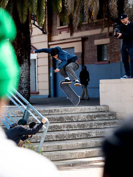 Participant performs a Kickflip during Red Bull Dala The City in Johannesburg, South Africa on July 29, 2018