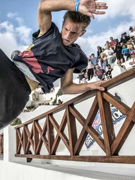 Pasha Petkuns swinging down the hill at Red Bull Art of Motion 2014
