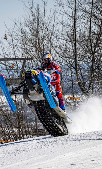 Levi LaVallee filming for Red Bull Portside at Spirit Mountain Ski Resort in Duluth, Minnesota on March 4, 2021.