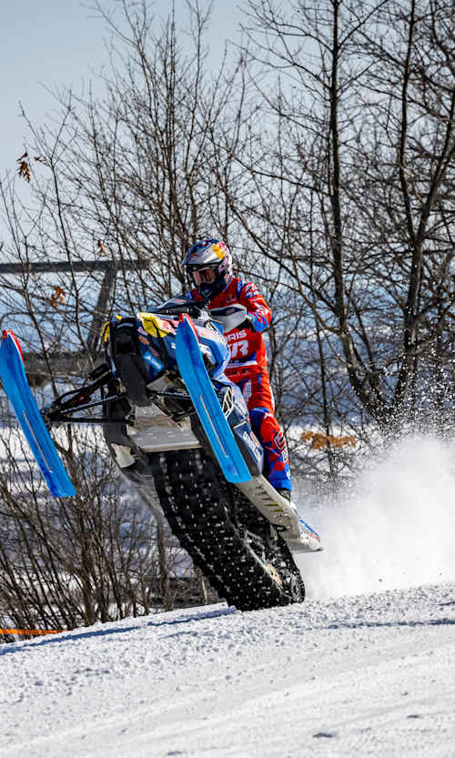 Levi LaVallee filming for Red Bull Portside at Spirit Mountain Ski Resort in Duluth, Minnesota on March 4, 2021.