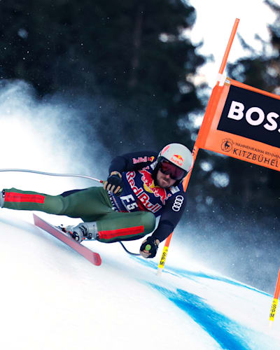 Ski-Legende Marcel Hirscher fährt als Vorläufer die Hahnenkamm-Abfahrt in Kitzbühel.