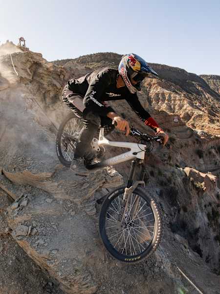 Emil Johansson rides at Red Bull Rampage in Virgin, Utah, USA on October 12, 2023.