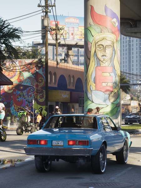 Screenshot from GTA 6 shows a street in Vice City