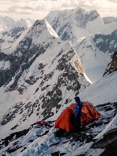 Andrzej Bargiel is seen on his ascent of K2 in Pakistan on July 22, 2018. The Polish ski mountaineer made history as the first man to ski down from the summit of K2.