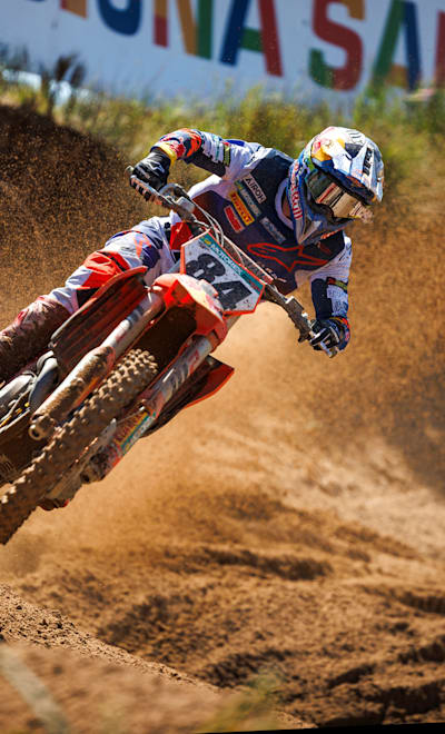 Jeffrey Herlings of The Netherlands and Red Bull KTM Factory Racing competes during the FIM MXGP Motocross World Championship in Riola Sardo, Italy on April 7, 2024. 