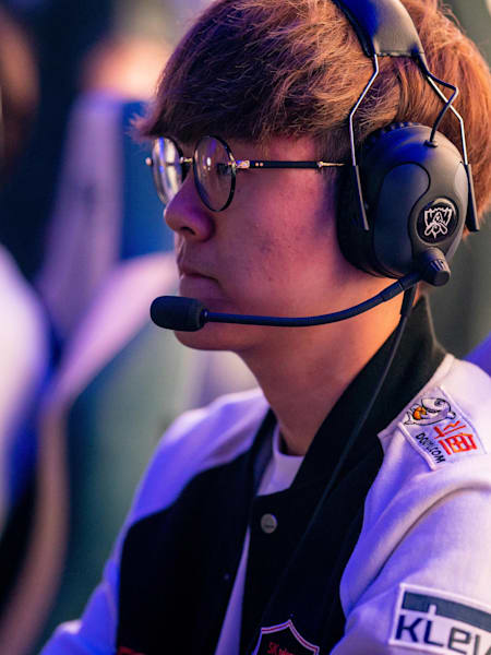 League of Legends player Teddy of team SKT concentrating during a match.