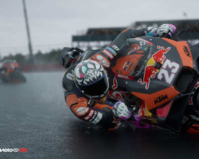 Screenshot aus MotoGP 25 zeigt Enea Bastianini von Red Bull KTM Tech3 im Rennen.