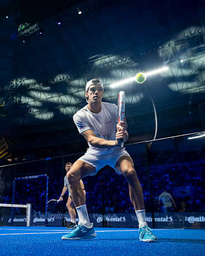 Juan Lebrón  competing in the semi-finals in the Premier Padel 2024 Finals Barcelona, Spain  on December 21, 2024