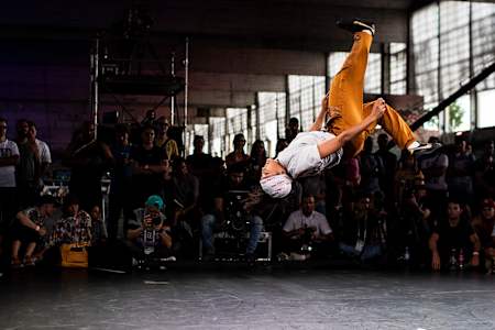 B-girl Logistx from the USA competes at the World Urban Games in Breaking Category in Budapest Hungary on September 13th, 2019.