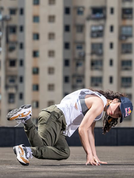 B-girl Ami poses for a portrait prior to the B-girls Last Chance Cypher of the Red Bull BC One World Final in Mumbai, India on November 7, 2019