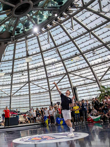 Vince Scholl of Germany performs in longest airtime discipline during the Red Bull Paper Wings World Finals 2019 in Salzburg, Austria on May 18, 2019.