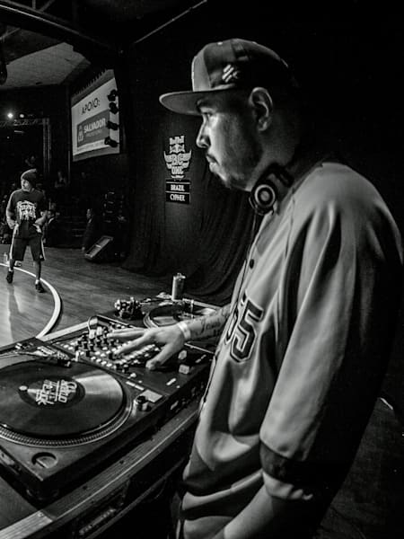 The DJ dropping the beat at the BC One national final in Brazil 2015