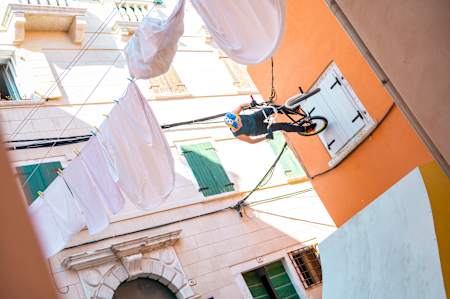 Daniel Dhers competes during Red Bull BMX Maze in Rovinj, Croatia, on June 9, 2021.