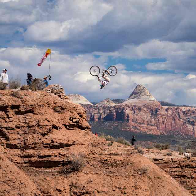 Robin Goomes rides during women’s finals at Red Bull Rampage in Virgin, Utah, USA on October 8, 2026.