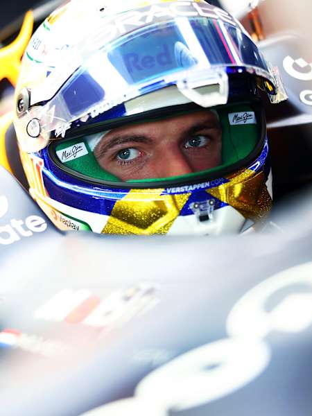 Red Bull's Max Verstappen in his livery at the F1 Grand Prix of Brazil