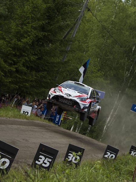 Toyota driver Esapekka Lappi won his first rally Esapekka Lappi (FIN), Janne Ferm (FIN) perform during the FIA World Rally Championship 2017 in Jyvaskyla, Finland on July 29, 2017