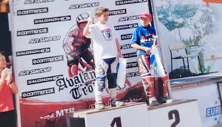 Loïc Bruni as seen on a downhill podium when he was younger.