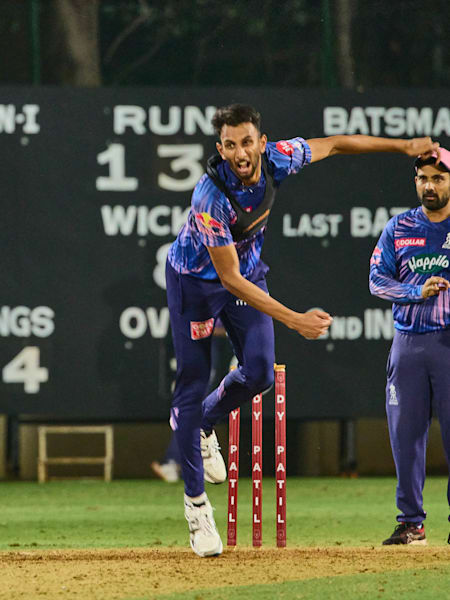 Prasidh Krishna during a training session for Rajasthan Royals
