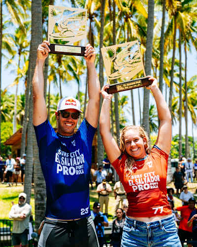 Jordy Smith e Gabriela Bryan, campeões em El Salvador