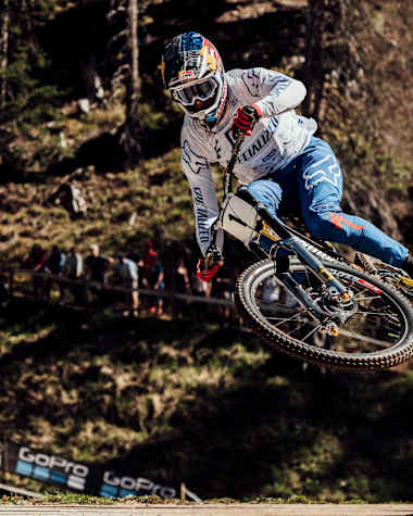 Loic Bruni performs at the UCI DH World Championships in Lenzerheide on September 9, 2018.