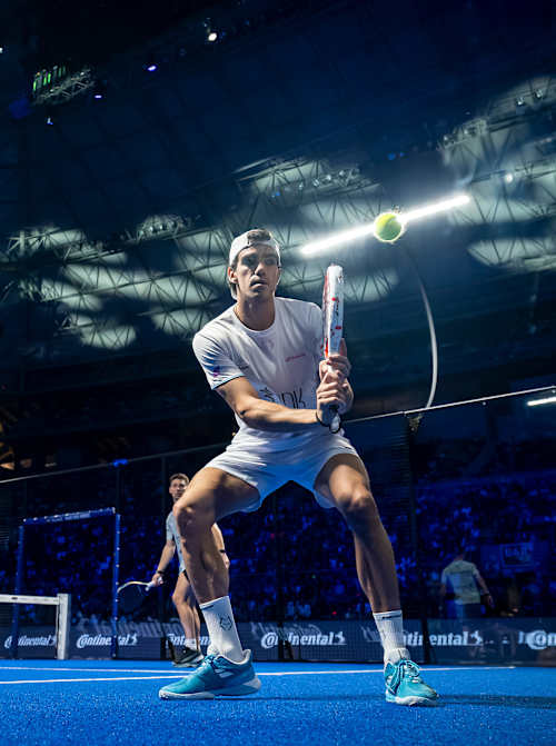 Juan Lebrón  competing in the semi-finals in the Premier Padel 2024 Finals Barcelona, Spain  on December 21, 2024