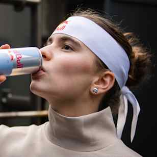 In Milan, Italy, on January 8, 2025, Bea Colli energises her workout by sipping a can of Red Bull.