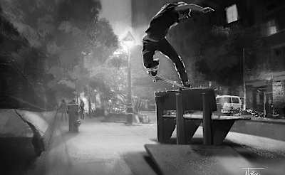 Concept art of a trick in Session, the skateboarding video game by creā-ture Studios.