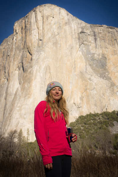 Sasha DiGiulian poses for a portrait in front of El Capitan in Yosemite National Park, California, USA on November 29, 2025. 